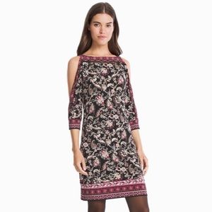 White House Black Market Slit-Sleeve Printed Knit Shift Dress